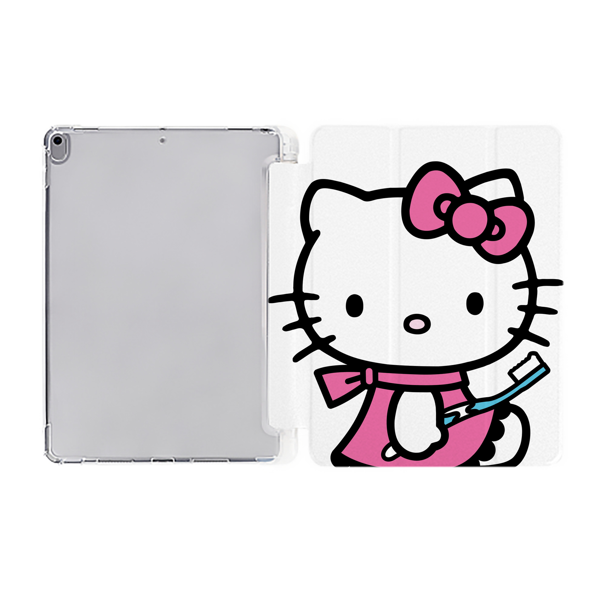 （画像用） Hello Kitty ハローキティ IPad ケース ペン収納付き 三つ折りスタンド PUレザー×シリコン 対応機種9.5/10.5/10.9インチ